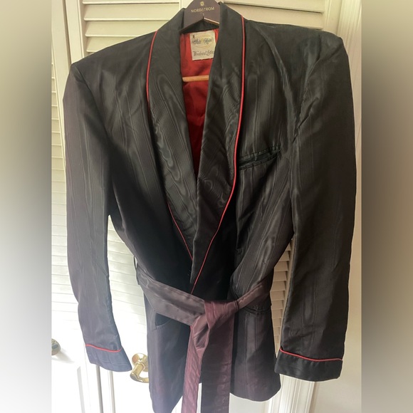 RARE STATE OF MAINE VINTAGE SMOKING JACKET MOIRE PATTERNS L EXCELLENT CONDITION - Picture 1 of 10